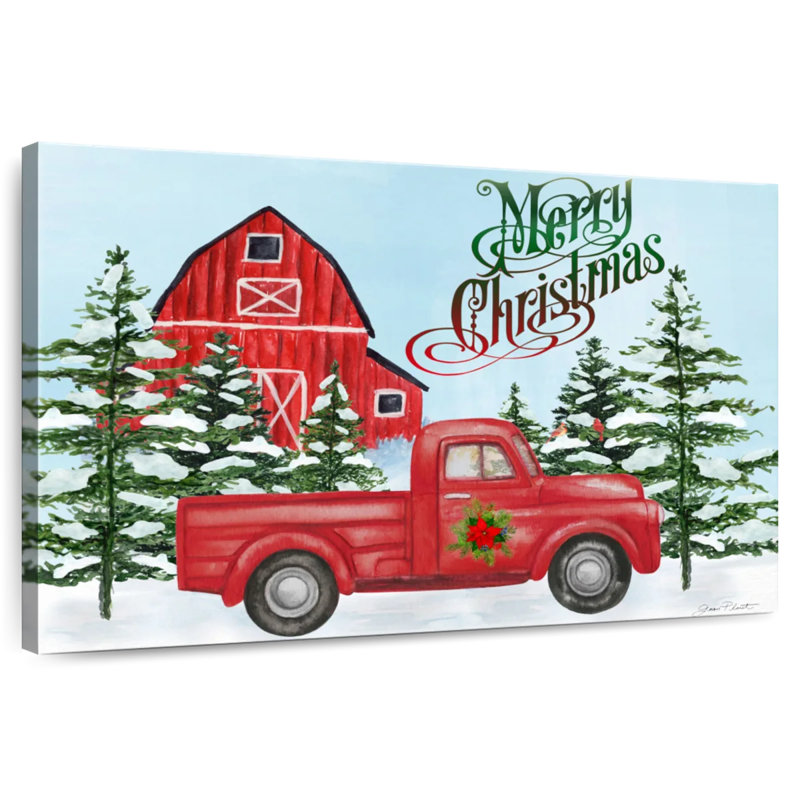 Grange et camion de Noël, H 26 po x l 39 po
