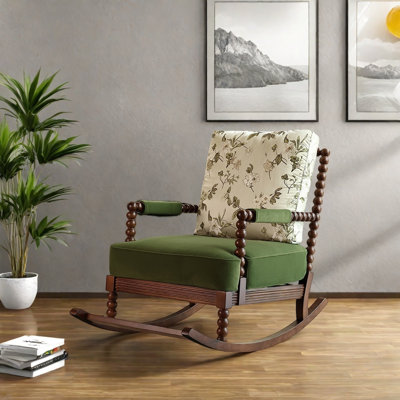 Chaise berçante en bois de noyer massif