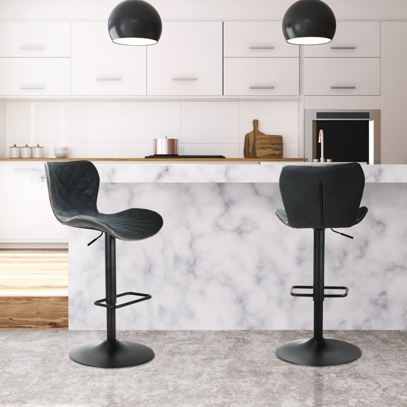 Ansil Swivel Upholstered Counter Stool with Metal Frame, Charcoal Grey