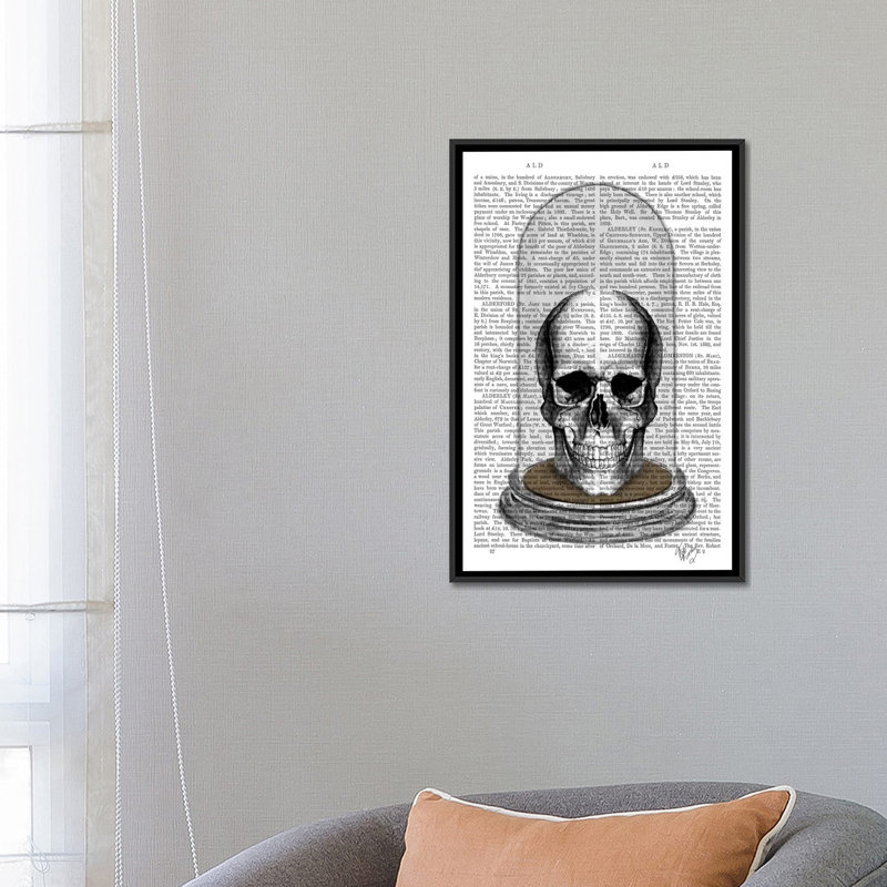 «Skull in Bell Jar», impression sur toile, H 26 po x l 18 po x P 1,5 po, Toile avec cadre flottant noir, Pas de tapis