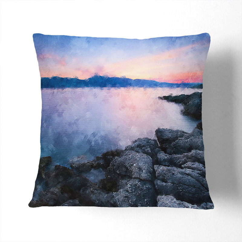 Premantura in Istria Croatia Cushion with Filling, White, 55cm H x 55cm W x 20cm D