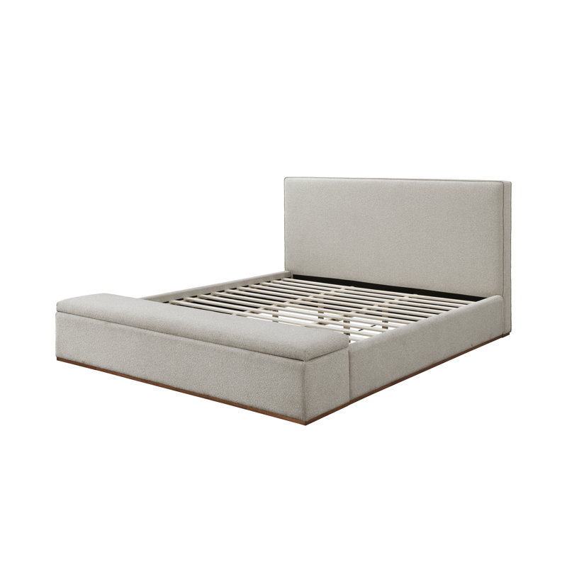 Lit rembourré Modern EK avec rangement en tissu beige