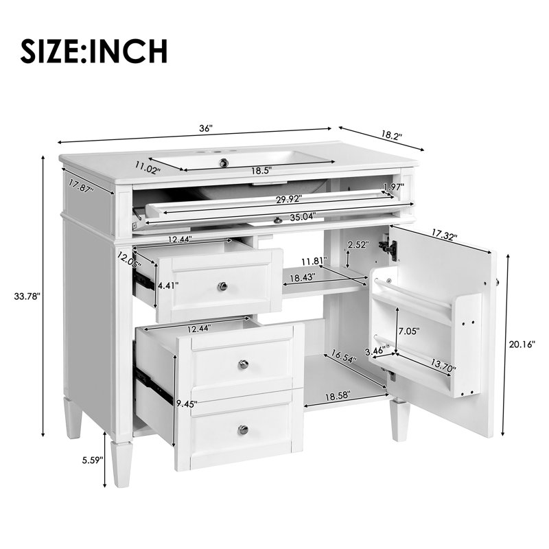 36'' Bathroom Vanity with Top Sink