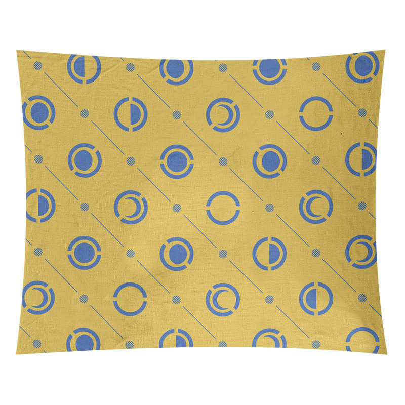 Tapisserie, H 51 po x l 60 po, Jaune / Bleu ciel