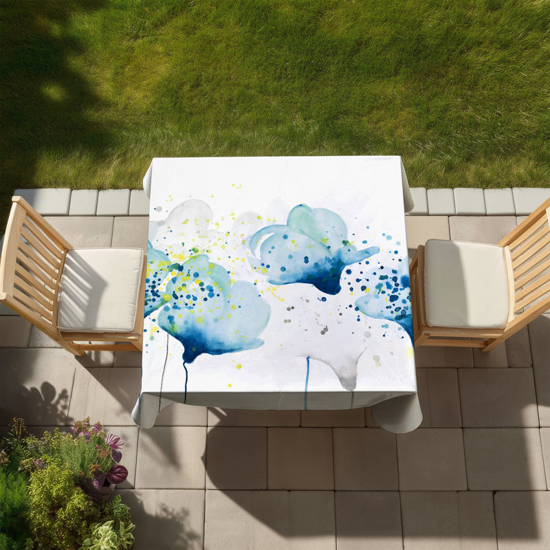Dotted Paint Splash Flowers Tablecloth | Floral Home Decor
