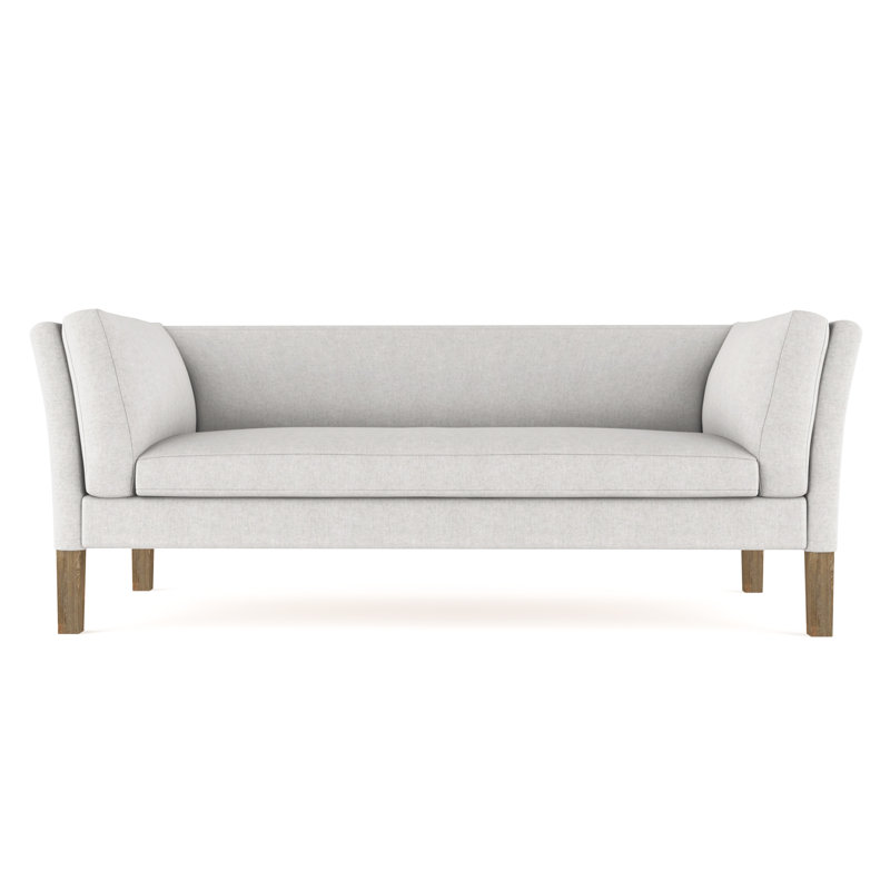 Charlton Flared Shelter-Arm Sofa, Plush Velvet Silver Streak, Ebony, 31" H x 108" W x 33" D
