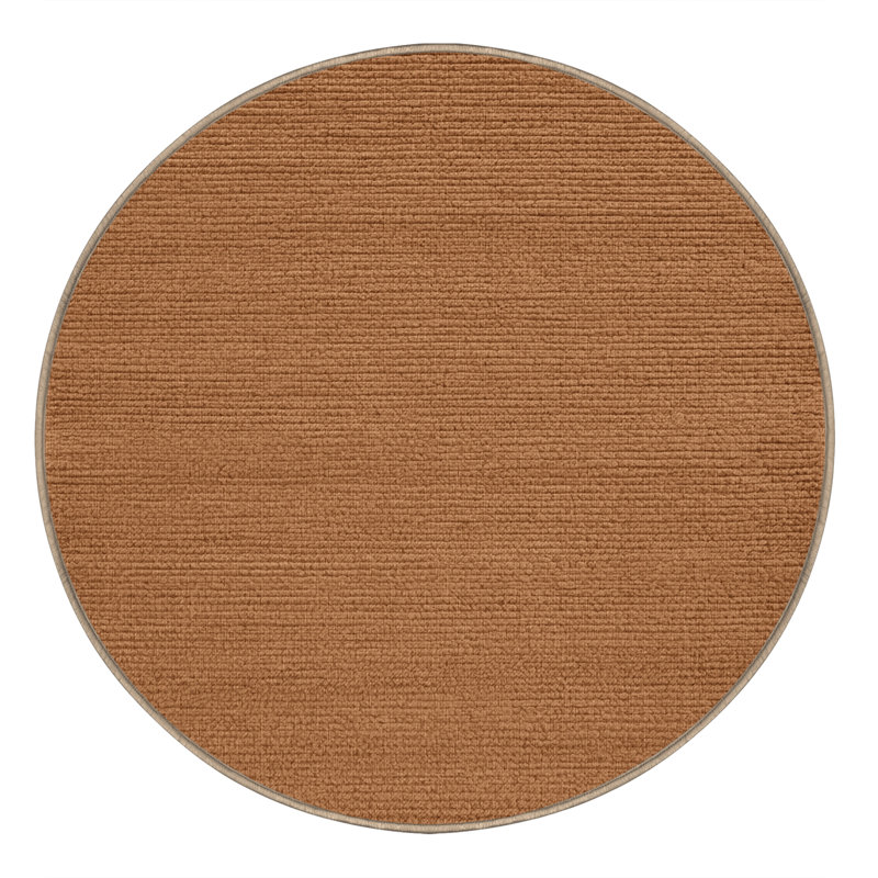 Machine Washable Solid Brown Area Rug, Round 5'