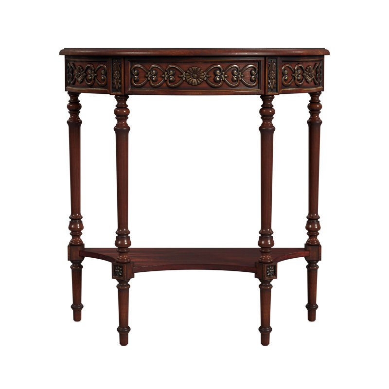  Console 30 tiroirs avec tablette inférieure ouverte en bois brun foncé Demilune Danielle, Marron foncé