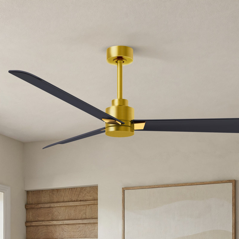 Ventilateur de plafond Alessandra, Noir mat, Laiton brossé