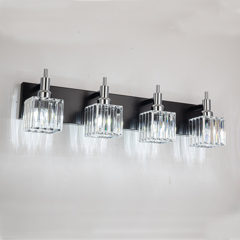 Éclairage pour meuble-lavabo à intensité variable Taevion, 4 lumières, Noir/chrome