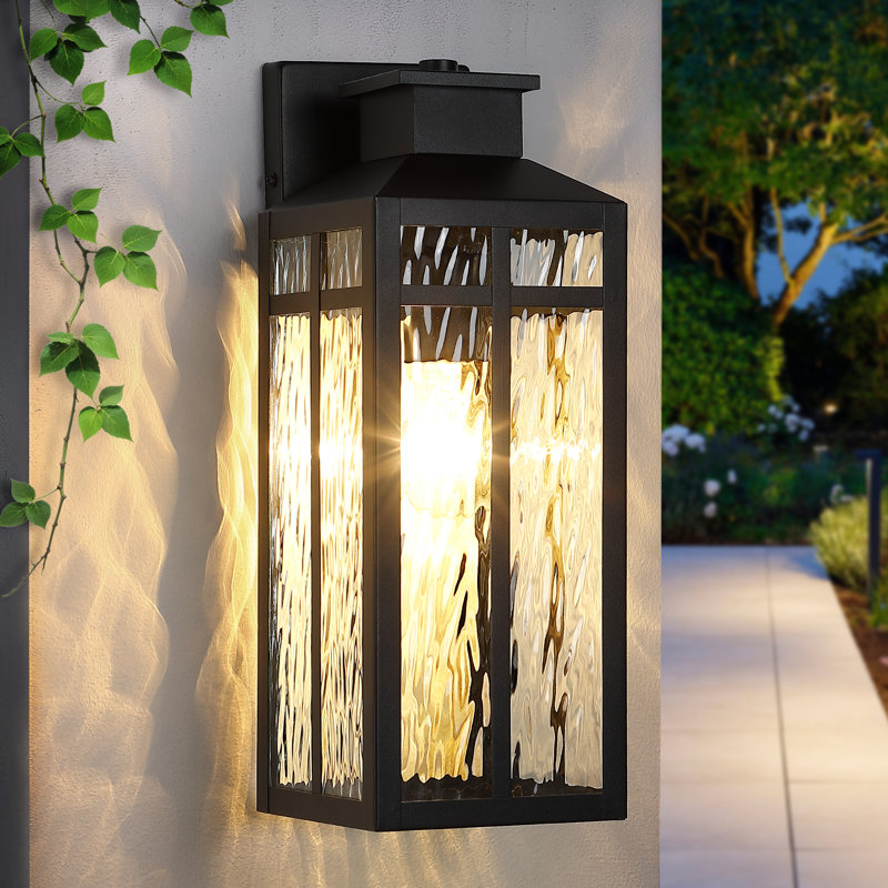 Applique murale d'extérieur 1 lumière 15 "avec abat-jour en verre d'eau