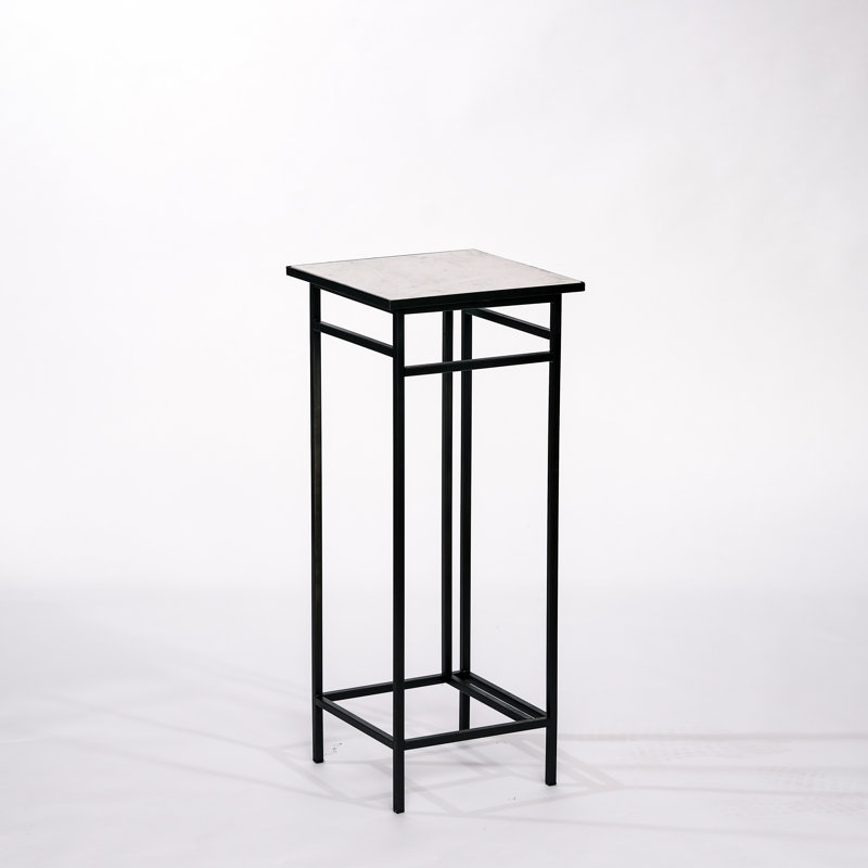 La table d'appoint en acier Intrepid, style 1 avec plateau en pierre naturelle, H 30 po x l 12,5 po x P 12,5 po