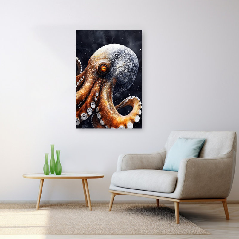 Art mural très contemporain, pieuvre, H 48 po x l 32 po