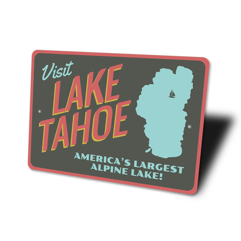 Enseigne en aluminium «visite du lac Tahoe», H 12 po x l 18 po x P 0,06 po