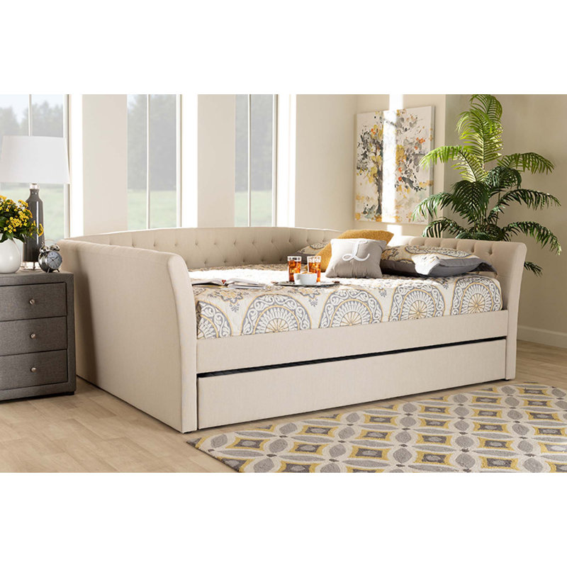 Earnest Upholstered Daybed, Beige, Full 