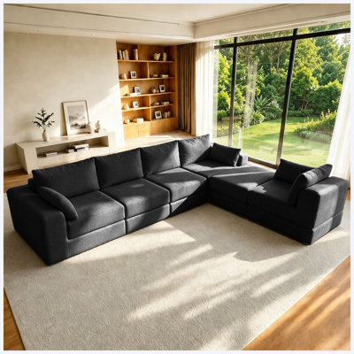 130"U Sectional Sofa With Pillows for Living Room, Bedroom, Apartment