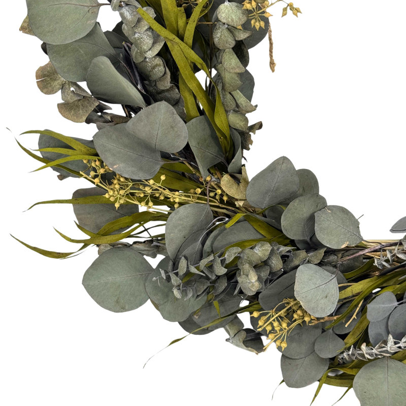 Couronne d'eucalyptus vert naturellement préservée 21 po