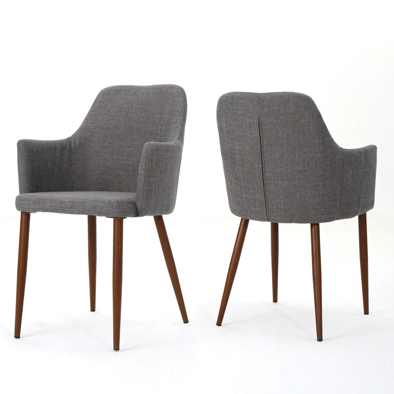 2 sièges de salle à manger gris, une structure en métal recouverte de tissu et une finition en bois pour créer un espace confortable (de 2) avec une finition pour une utilisation durable