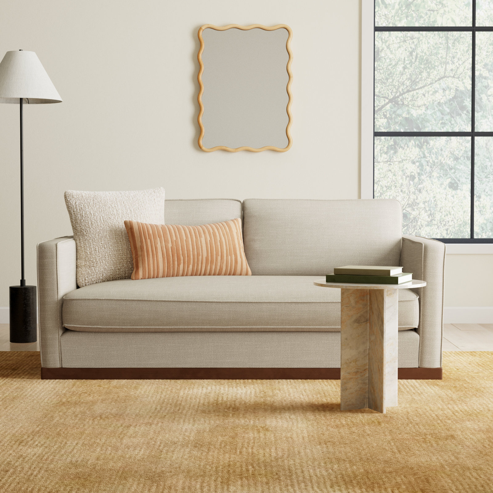Bobbi 73'' Upholstered Loveseat , Effie Flax Performance Weave