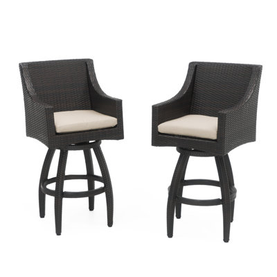 Tabouret de bar 30 po avec housses de coussin Sunbrella Fionnula