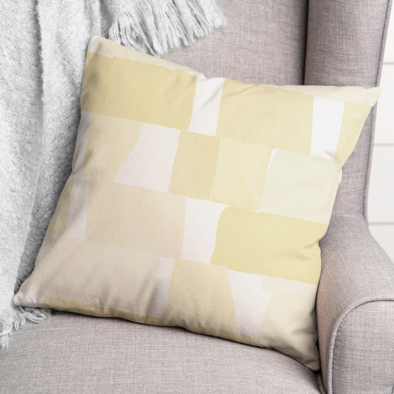 Geometric Outdoor Reversible Throw Pillow, Yellow