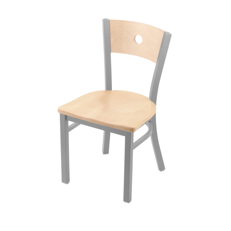 Voltaire Metal Side Chair, Anodized Nickel, Natural Maple