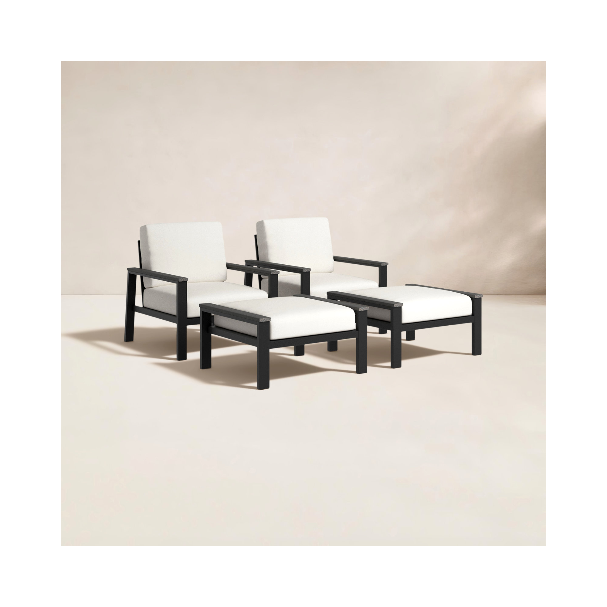 Townsend Patio Chair Sunbrella Cushions and Ottoman, Sunbrella Canvas Natural
