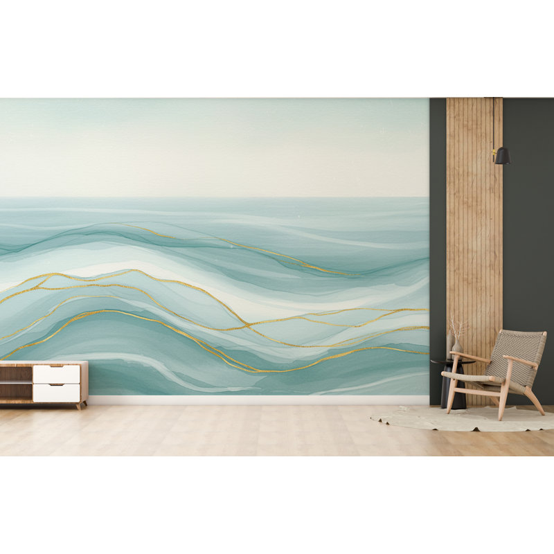 Papier peint aquarelle Ocean Wave, L 120 po x l 80 po, Peler et coller