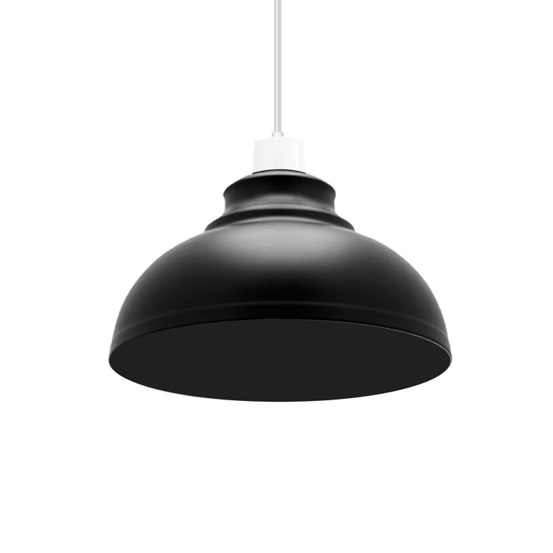 17cm H Metal Dome Lamp Shade, Black