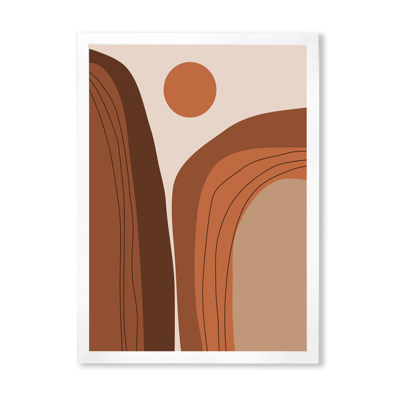 Abstrait terre cuite coucher de soleil paysage de montagne - peinture sur toile, H 32 po x l 24 po x P 1 po