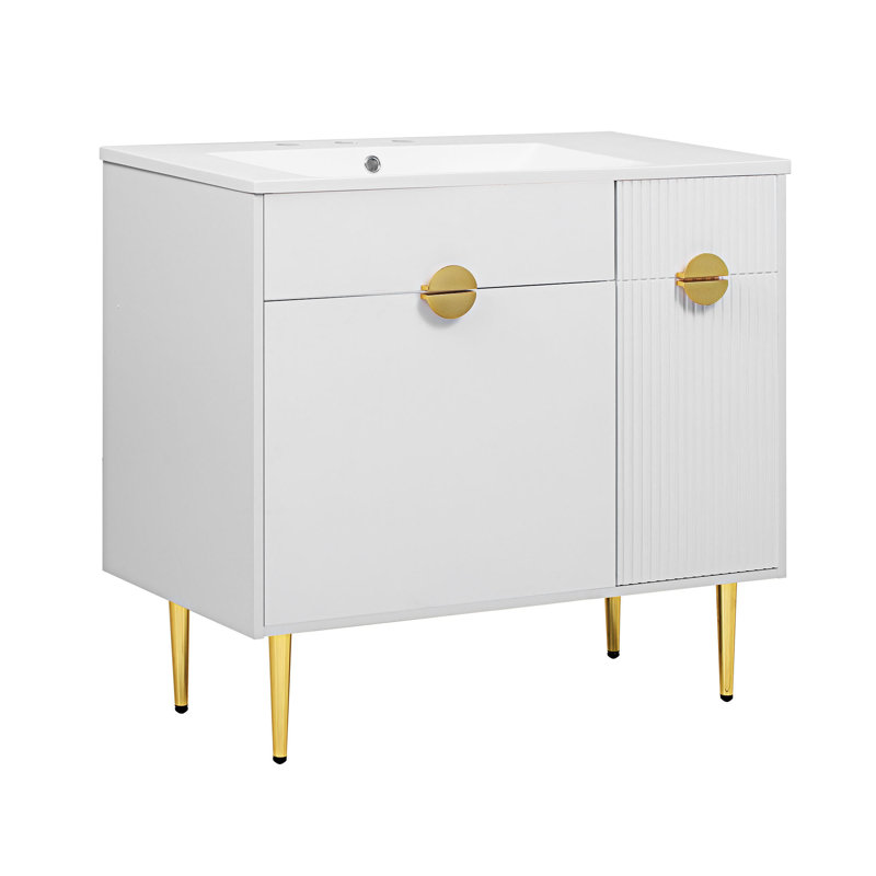 Meuble-lavabo de salle de bain avec lavabo en résine