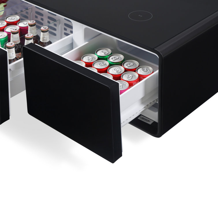 Mini table basse intelligente moderne avec réfrigérateur intégré,  technologie de charge sans fil, contrôle mécanique de