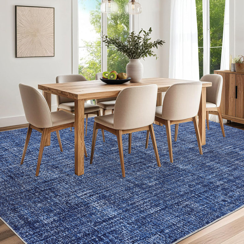 Tapis de salon Minimalist, Bleu, Rectangle 5 pi x 7 pi
