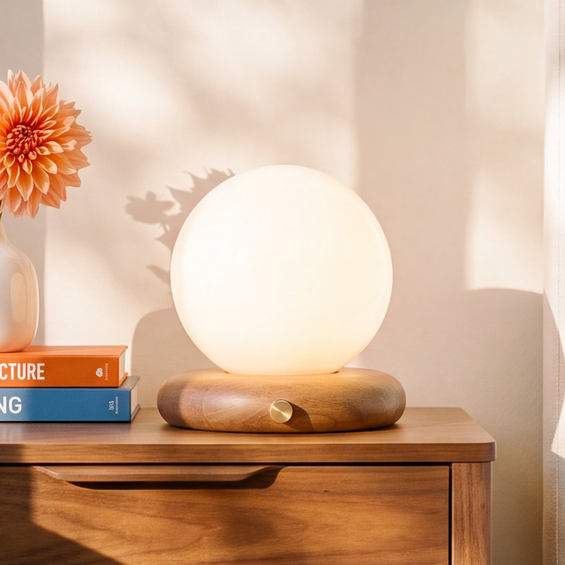 Reve Solid Wood Globe Lamp