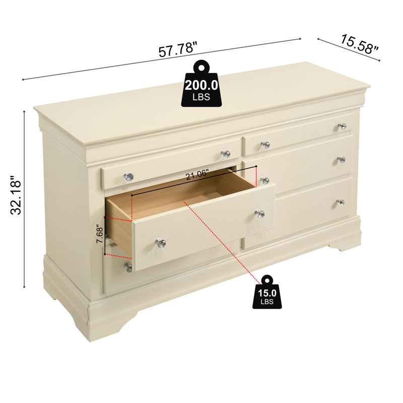 Barvelle Solid Wood 4 Piece Bedroom Set, Orange/Ivory, 4 Pcs: Bed, Dresser, 2 Nightstands