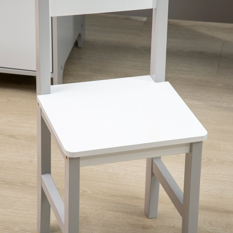 Hadiqa Kids Desk And Chair Set 2 PCs Multi Use Toddler Whiteboard Grey