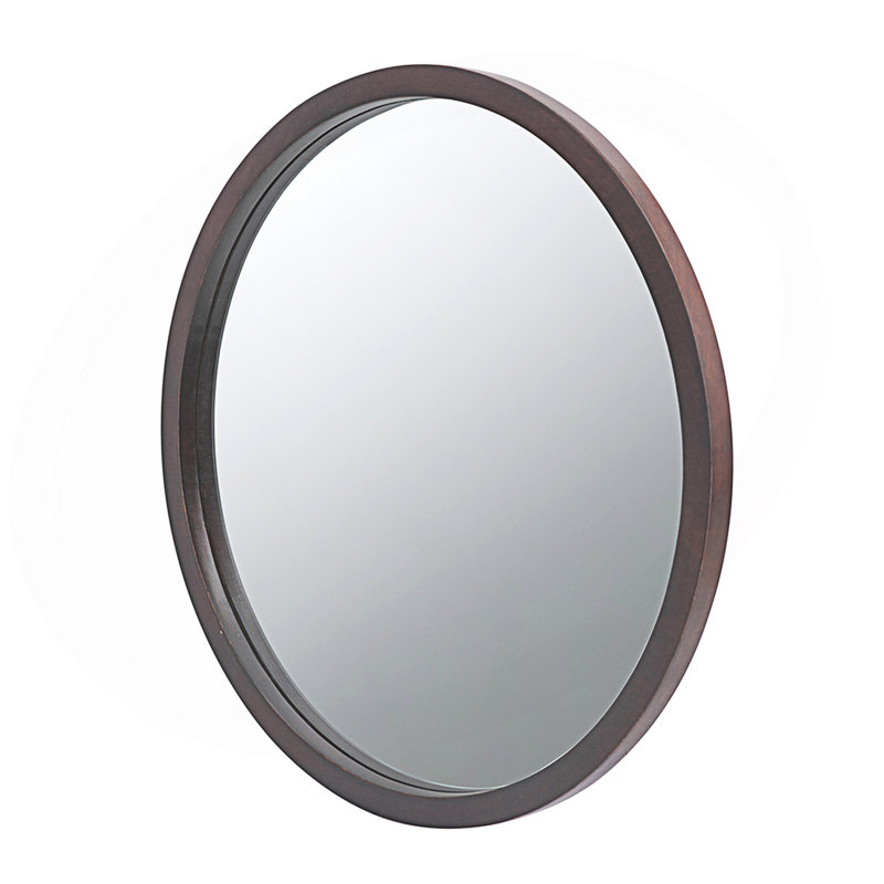 20" X 20" Circle Wall Mirror, Brown