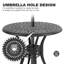 Table bistro d'extérieur 31 po en aluminium coulé avec trou pour parasol 1,97 po