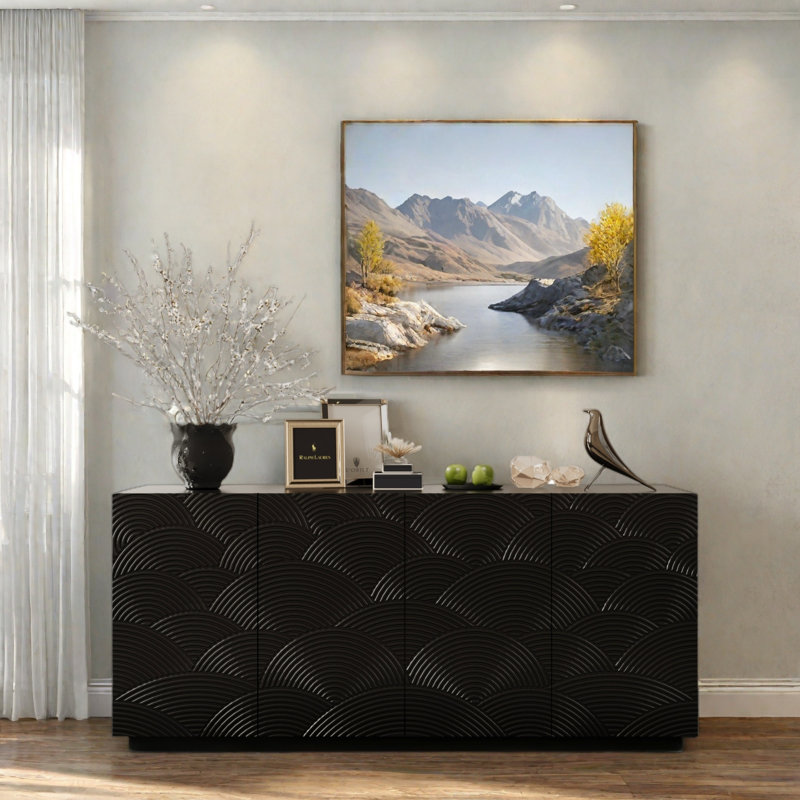 Buffet moderne avec 2 grandes armoires au design ondulé unique