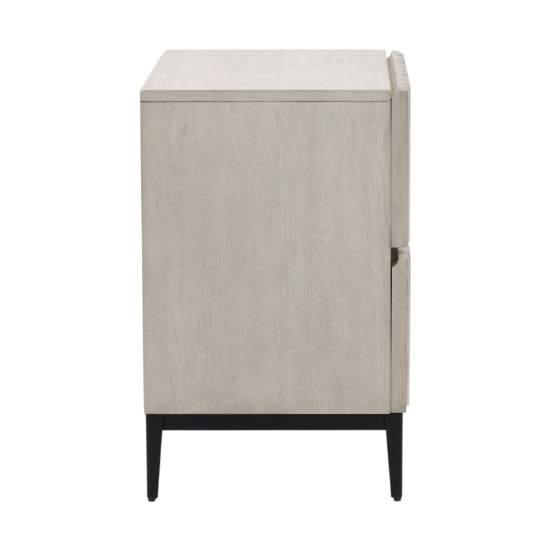 Silvia 2-Drawer Rubberwood Nightstand, Light Gray