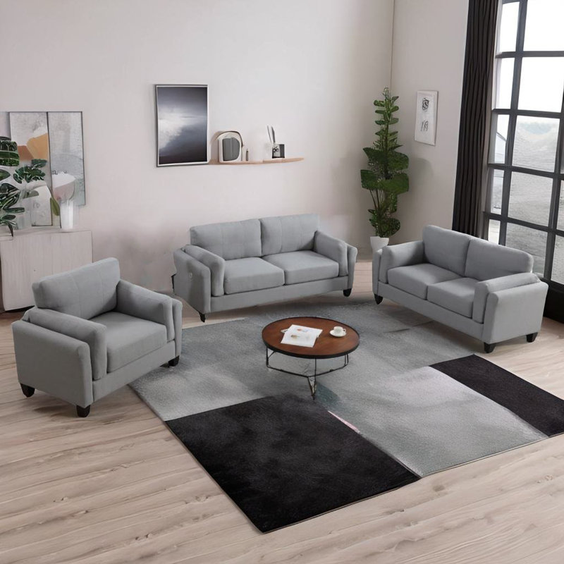 Ensemble de canapé 3 pièces, Gris