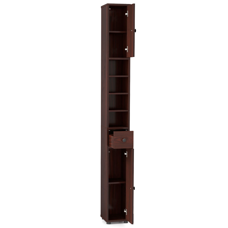 Armoire à linge autoportante Leeani, Brun foncé