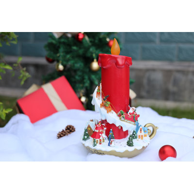 13in Lighted Christmas Candle Decor Battery Operated Indoor Use Only