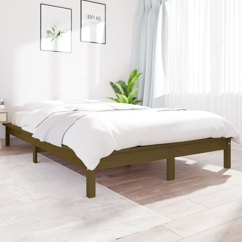 Bed Frame Solid Wood, honey brown, 160 x 200 cm