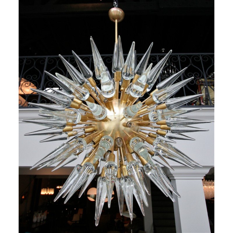Lustre spoutnik 10 lumières, Effets brisés, H 84 po x l 60 po x P 60 po