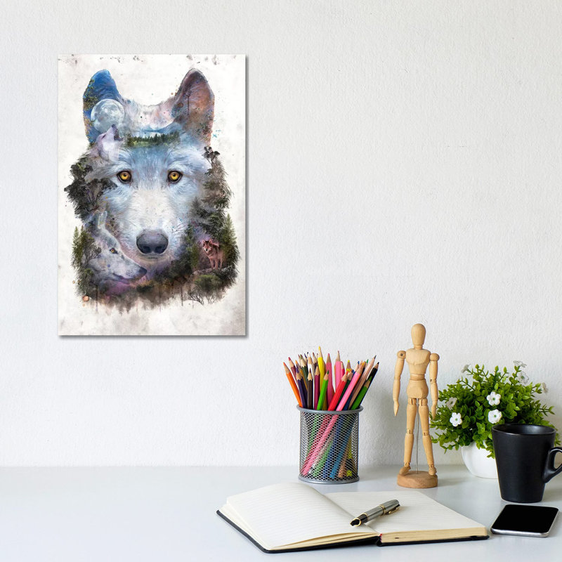 Surreal Wolf by Barrett Biggers - Wrapped Canvas Print, 20.32 cm H x 30.48 cm W