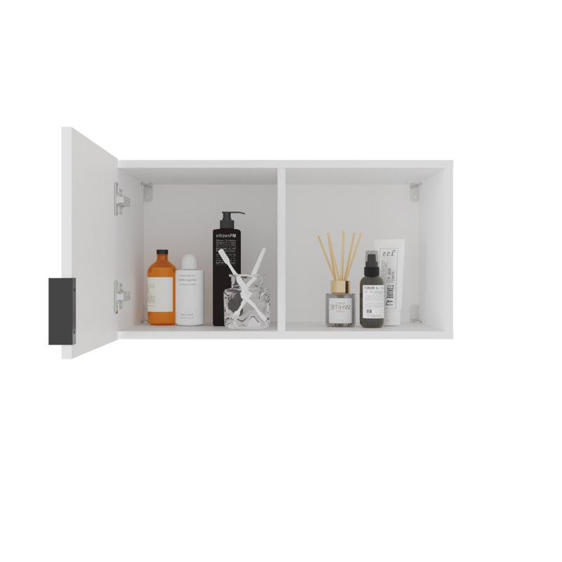Pharmacie Kaser avec miroir et tablettes, avec option de position verticale ou horizontale, solution de rangement de salle de bain moderne, blanc