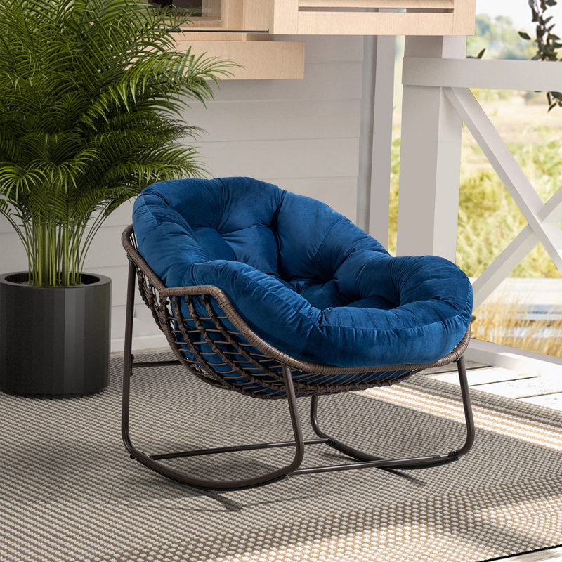 Chaise berçante en métal, Bleu marine