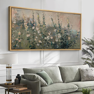 Rustic Wildflowers Artwork, Living Room Wall Pictures, Giclee Canvas Digital Print Extra Large Framed Wall Art