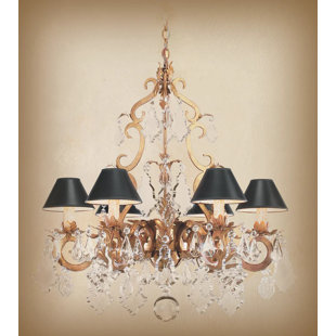 Lustre classique/traditionnel 6 lumières avec accents de cristal